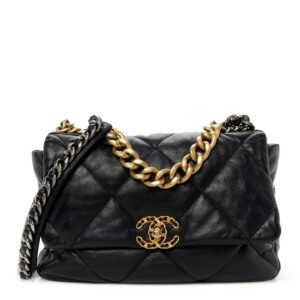 Lambskin Quilted Large Chanel 19 Flap Black