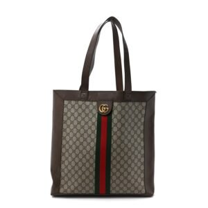 GG Supreme Monogram Web Large Ophidia Vertical Shopping Tote Brown