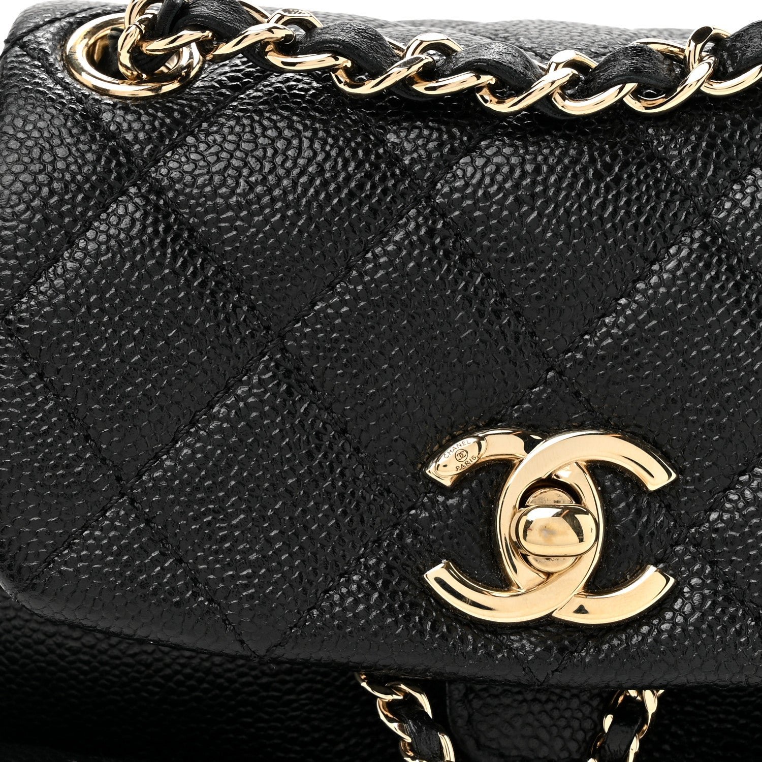 Shiny Caviar Quilted Small Duma Pockets Drawstring Backpack Black - Image 8