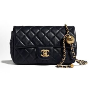 Chanel Mini Pearl Ball Flap Bag – Black with Gold Hardware