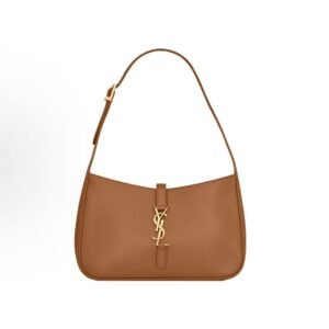 YSL Le 5 À 7 Shoulder Bag – Khaki Leather with Gold Hardware | Luxury Underarm Hobo
