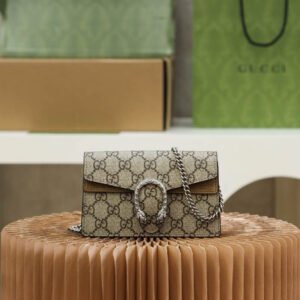 GUCCI Dionysus Medium Shoulder Bag – Brown GG Monogram with Leather Trim