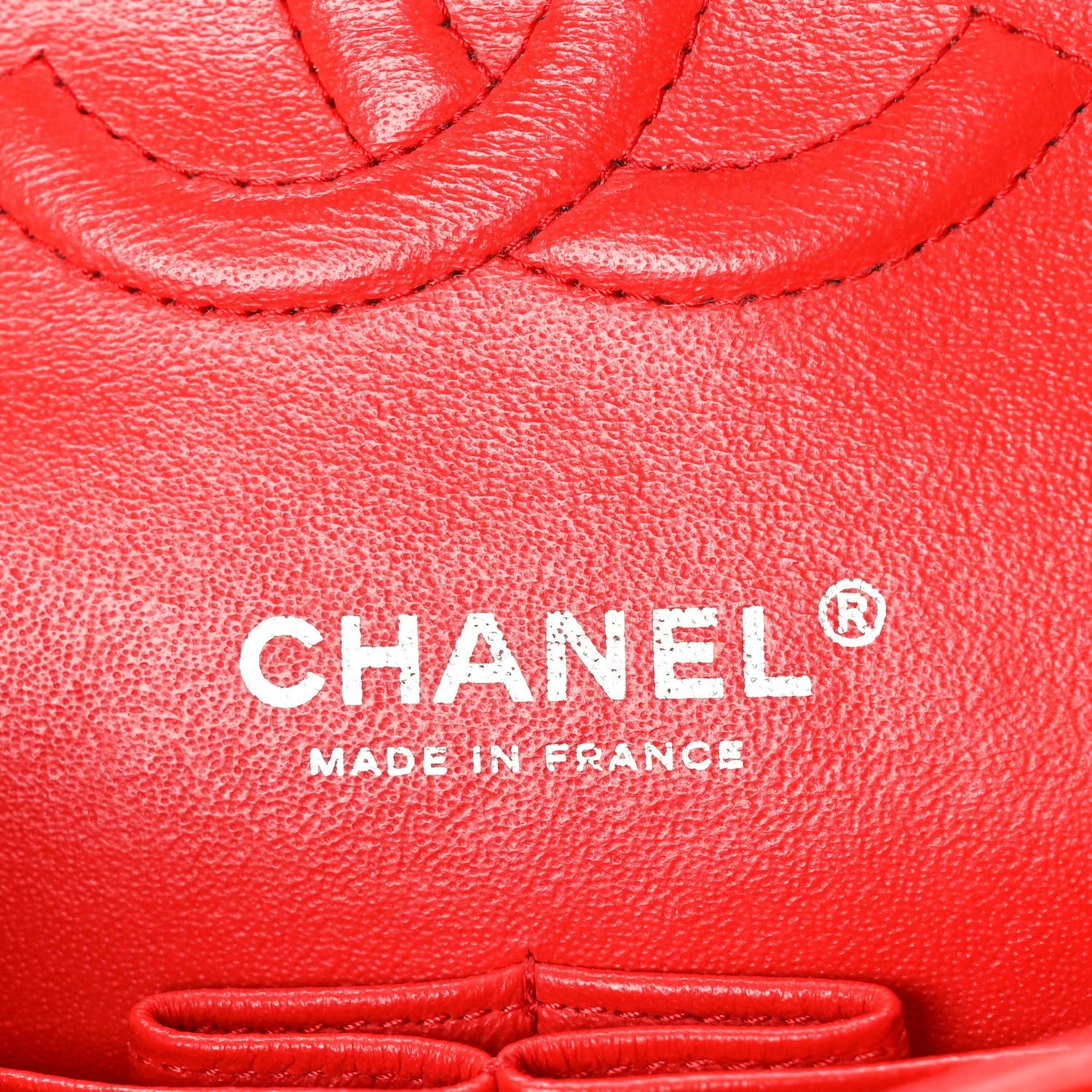 Caviar Chevron Quilted Medium Double Flap Red - Image 6