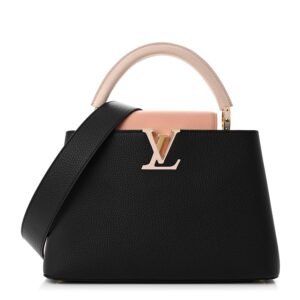 Taurillon Capucines MM Black Rose Trianon Pink Coquille Beige