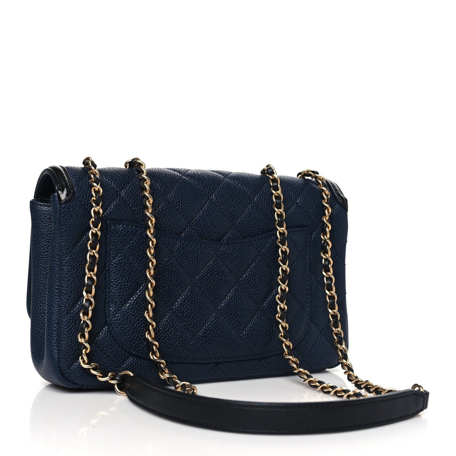 Caviar Quilted Small CC Filigree Flap Navy Black - Image 3