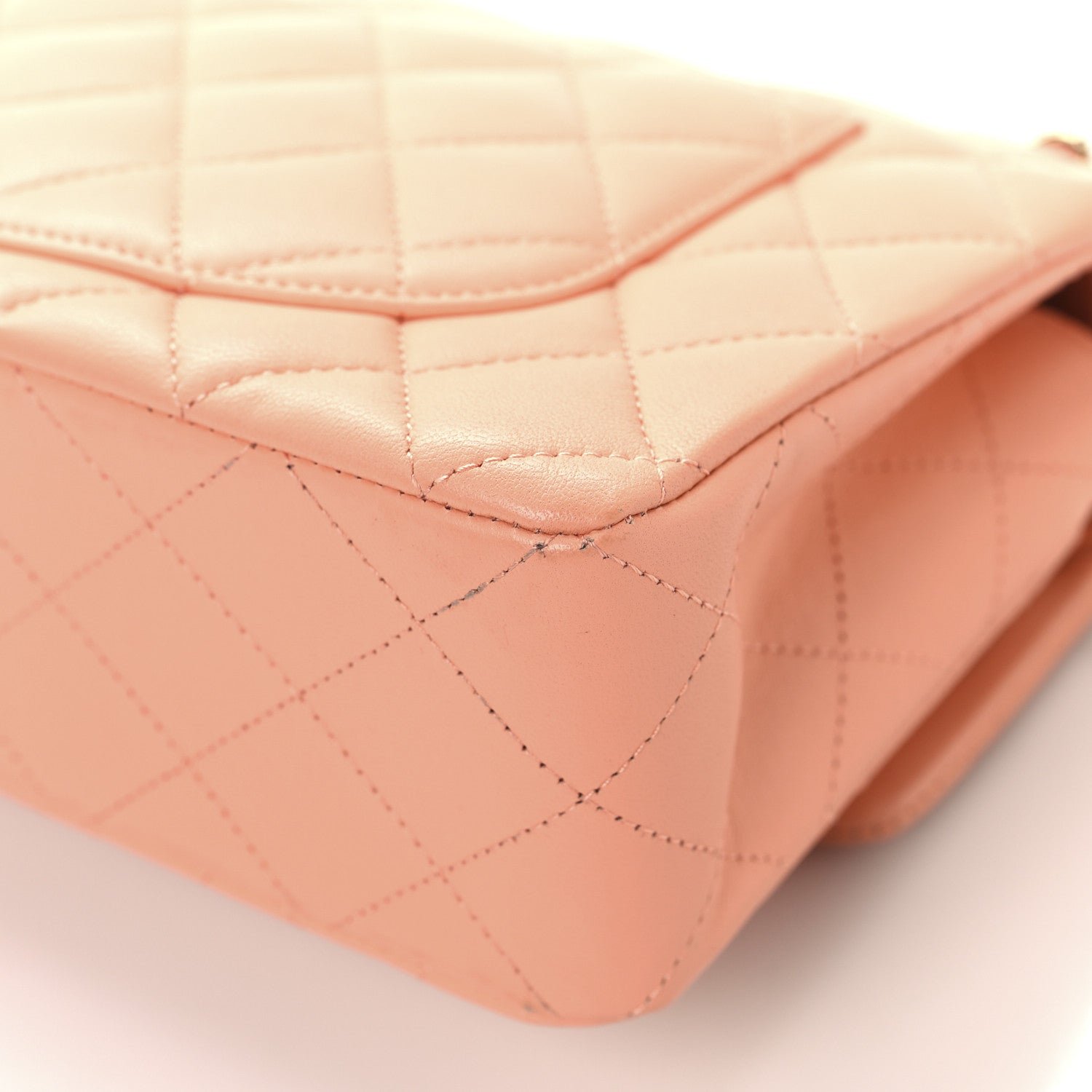 Lambskin Quilted Small Double Flap Light Orange - Image 12