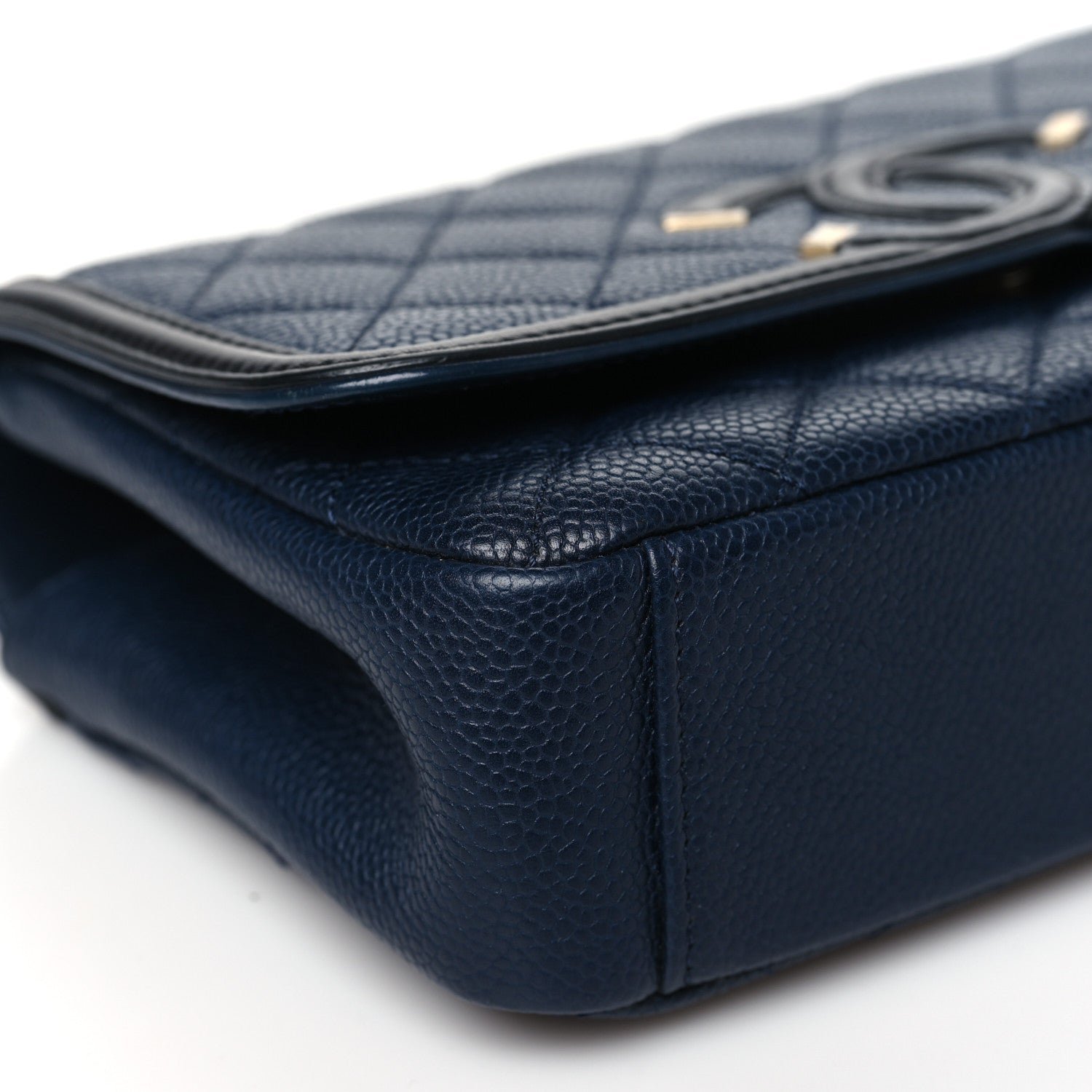 Caviar Quilted Small CC Filigree Flap Navy Black - Image 9