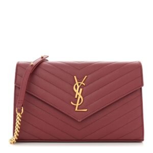 Grain De Poudre Matelasse Chevron Monogram Chain Wallet Opyum Red