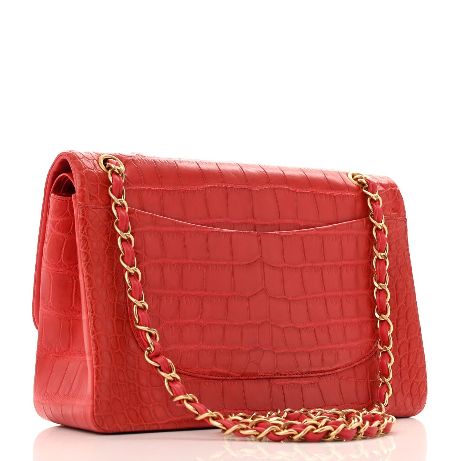 Matte Alligator Jumbo Double Flap Red - Image 3