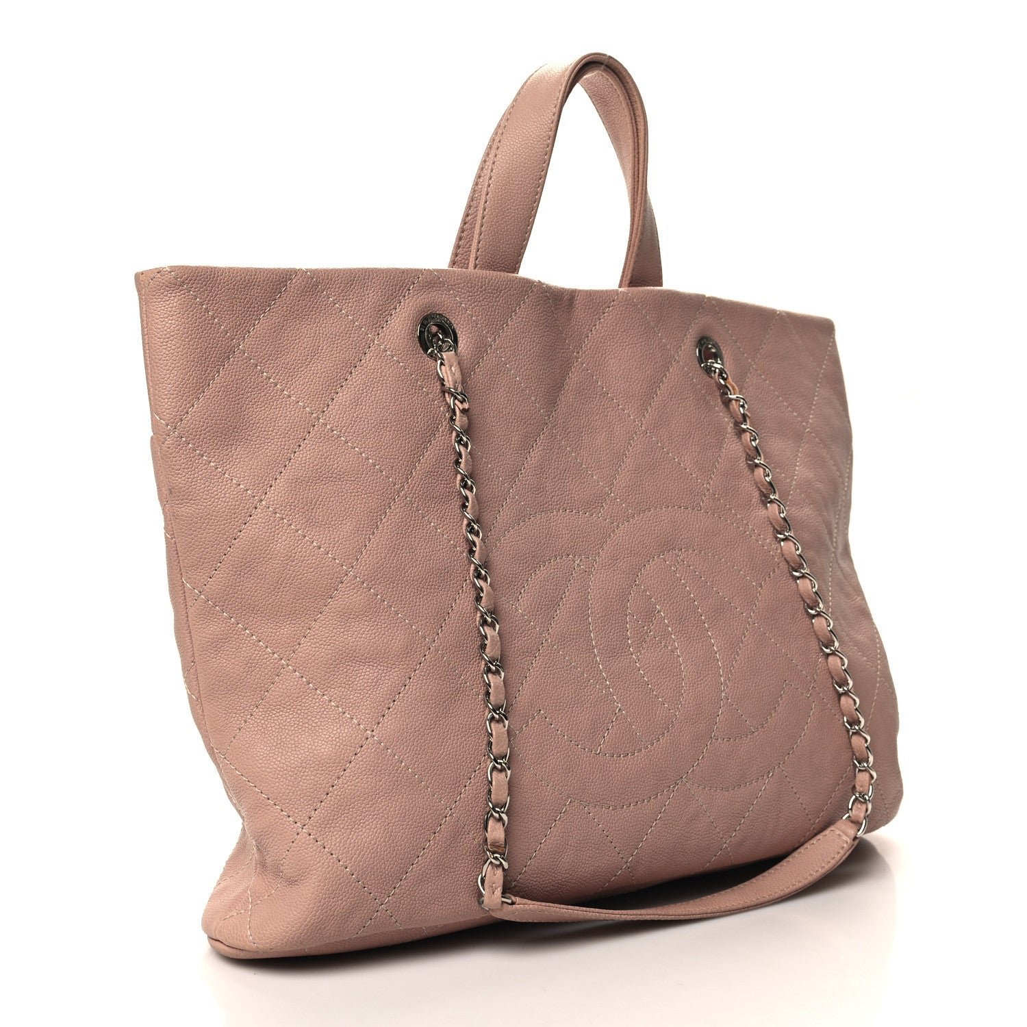 Caviar Quilted Shopping Tote Pink - Image 3
