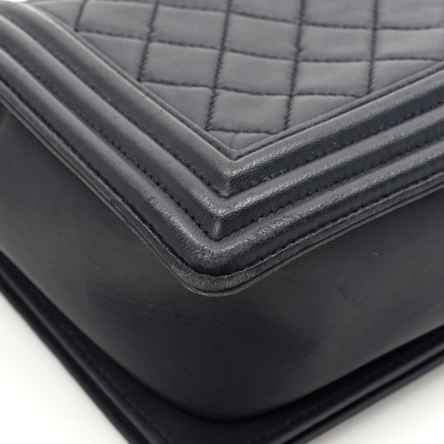 Lambskin Quilted Medium Boy Flap Dark Navy - Image 14