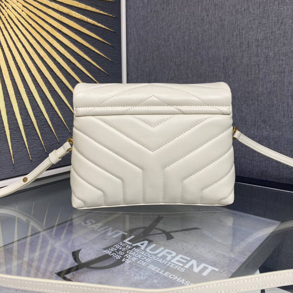 YSL Loulou Small White Leather Shoulder Bag – Gold Hardware | Chic Quilted Designer Crossbody - Image 2