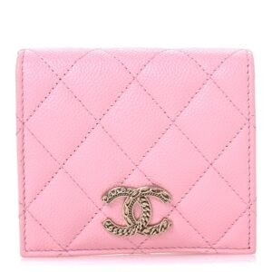 Caviar Quilted Multi Chain CC Compact Bifold Wallet Pink