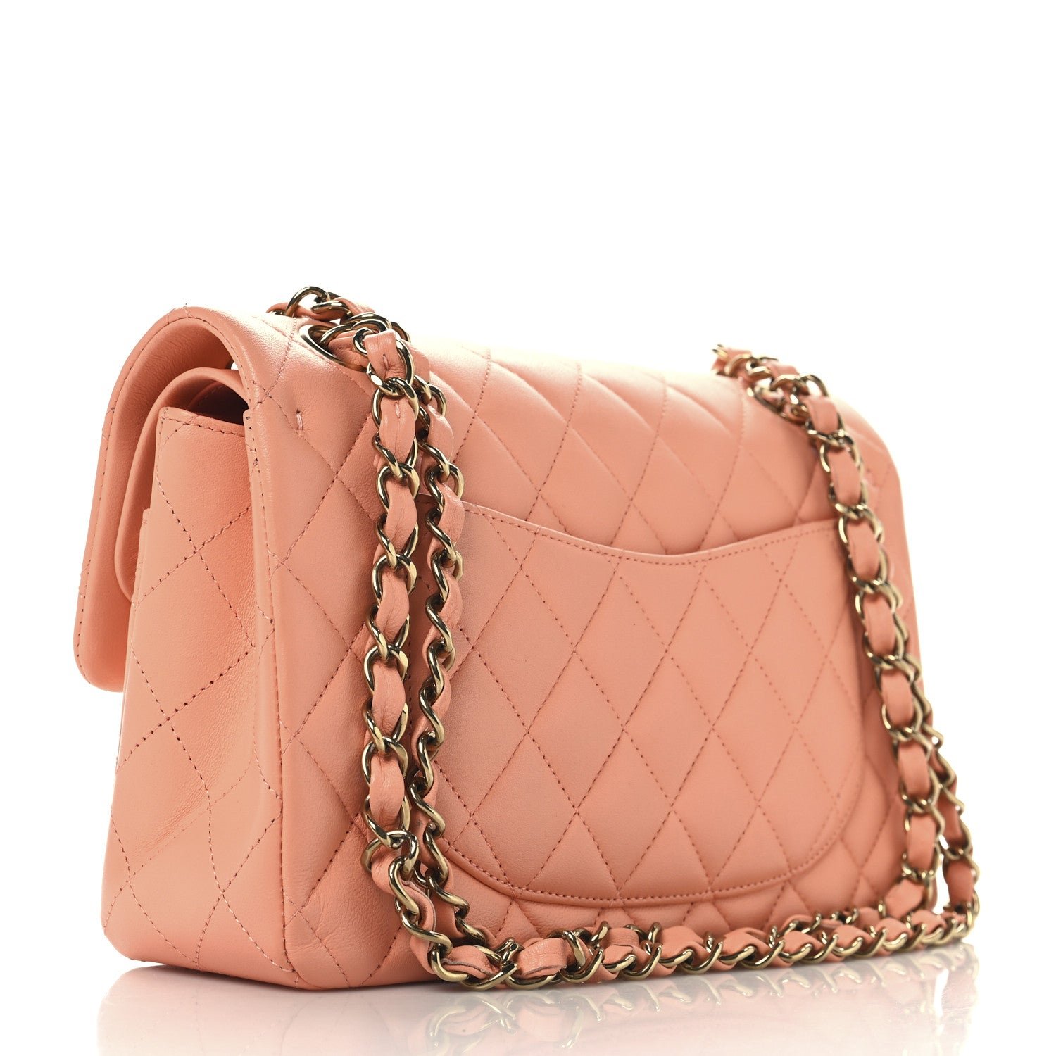 Lambskin Quilted Small Double Flap Light Orange - Image 3