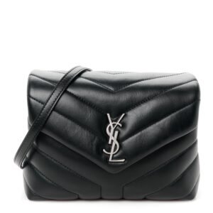 Calfskin Y Quilted Monogram Toy Loulou Crossbody Bag Black