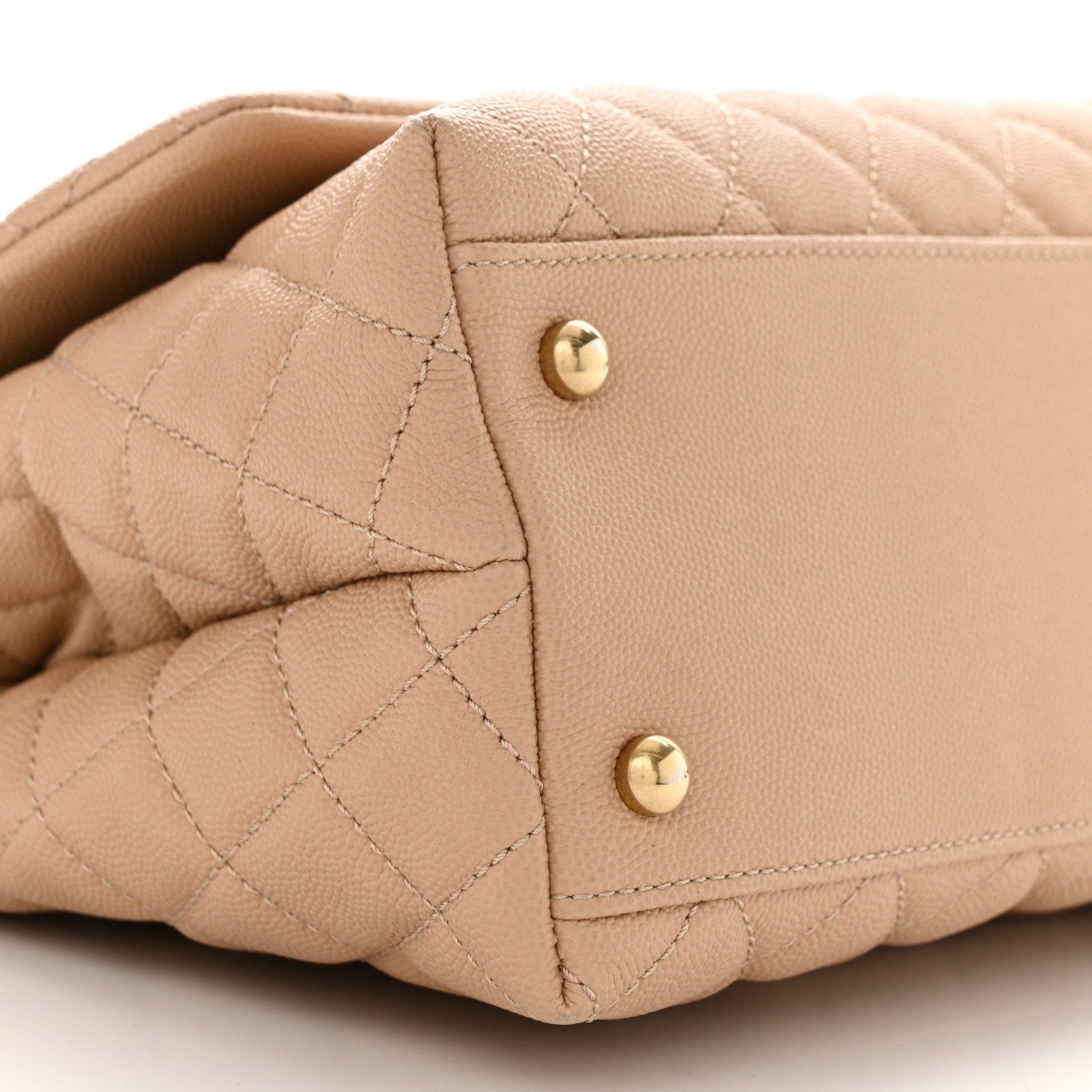 Caviar Lizard Embossed Quilted Small Coco Handle Flap Beige - Image 9