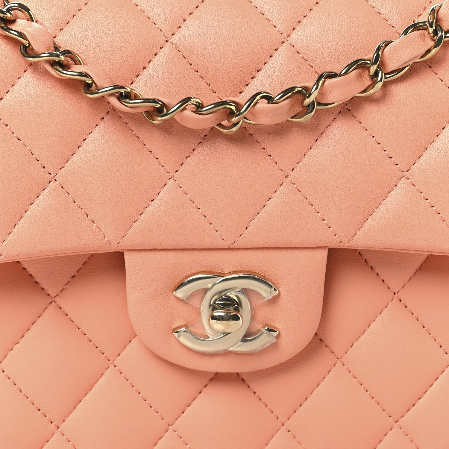 Lambskin Quilted Small Double Flap Light Orange - Image 8