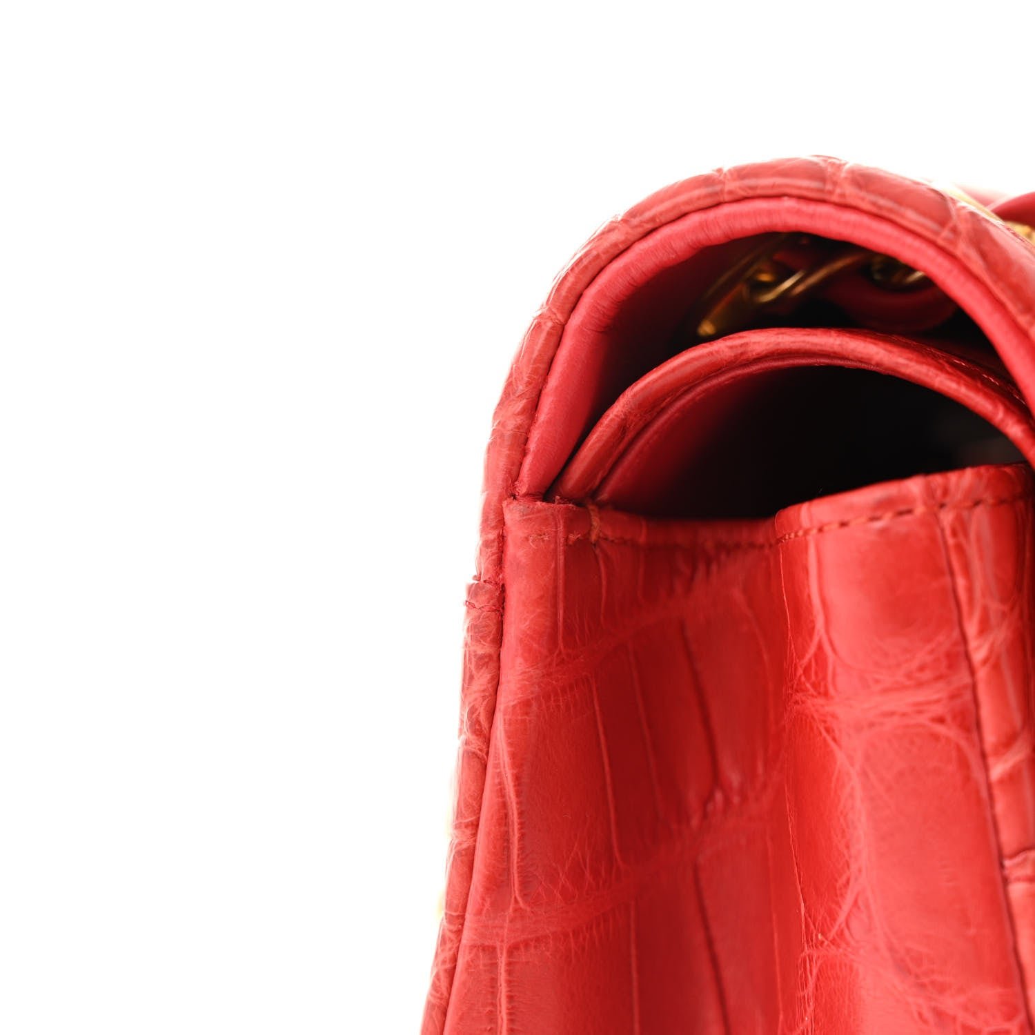 Matte Alligator Jumbo Double Flap Red - Image 13