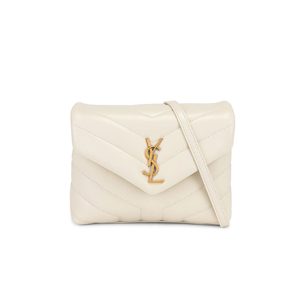 YSL Loulou Small White Leather Shoulder Bag – Gold Hardware | Chic Quilted Designer Crossbody - Image 6
