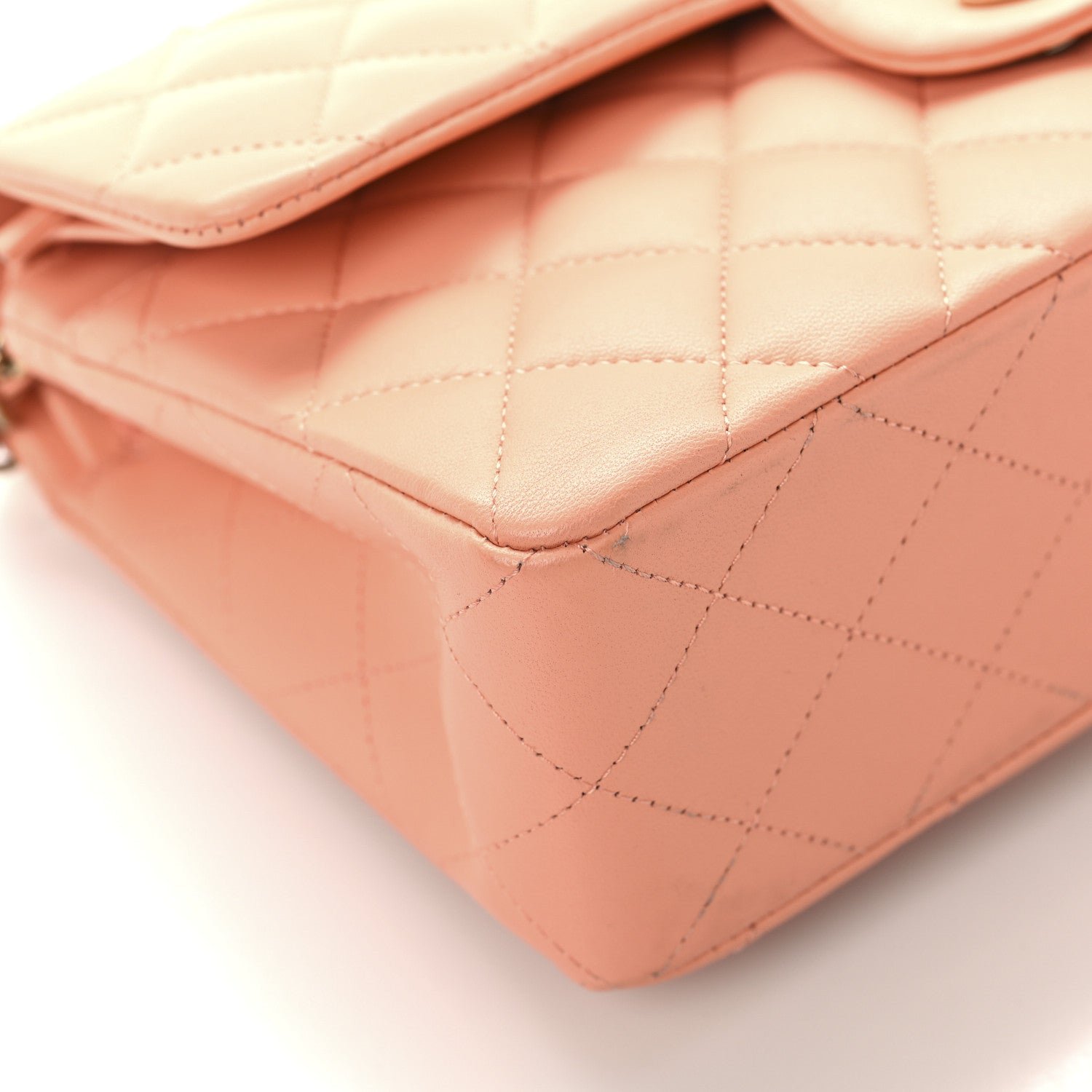 Lambskin Quilted Small Double Flap Light Orange - Image 9