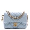 Iridescent Caviar Quilted Mini My Perfect Flap Light Blue