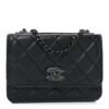 Lambskin Quilted Mini Trendy CC Wallet On Chain WOC So Black