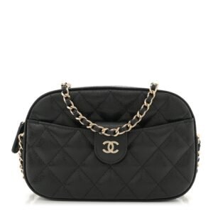 Caviar Quilted Chain Camera Bag Black