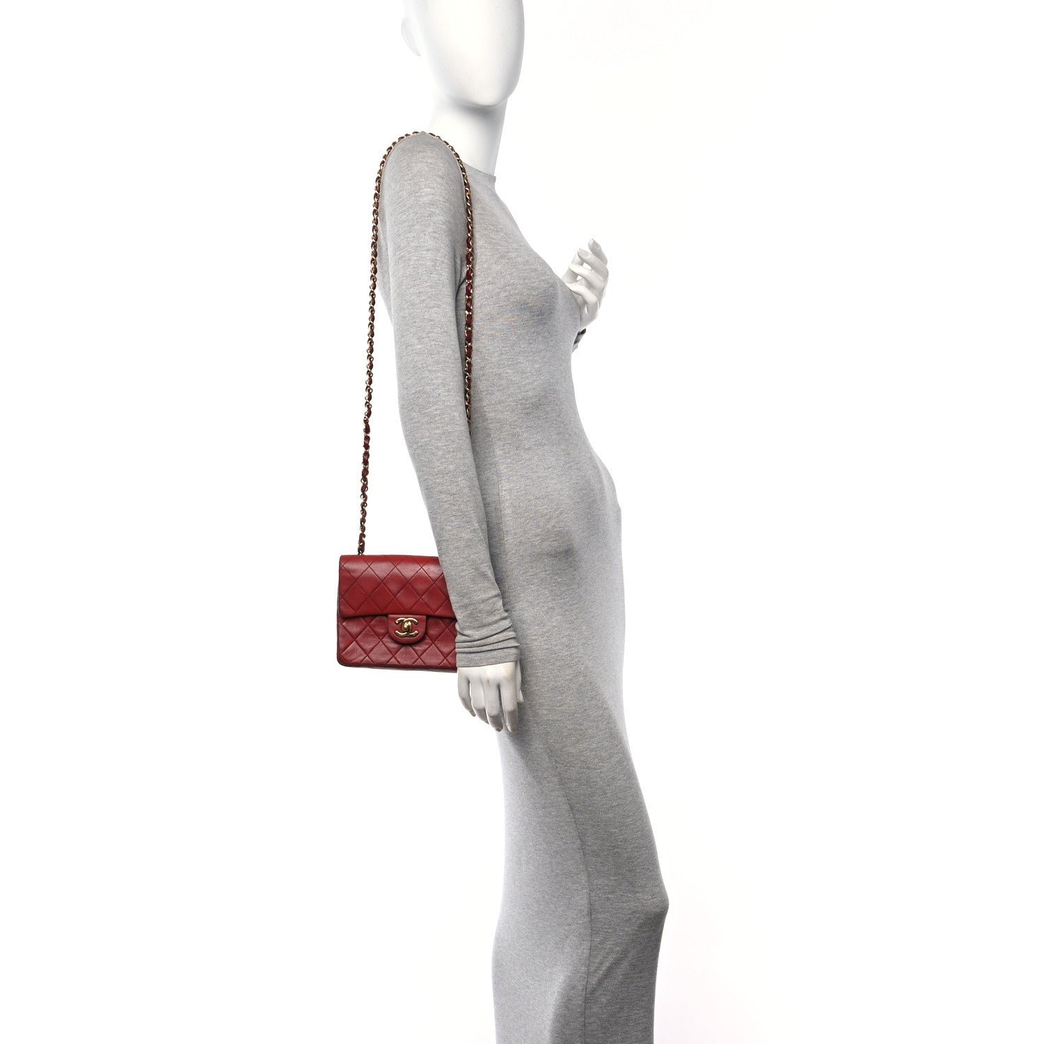 Lambskin Quilted Mini Square Flap Red - Image 2