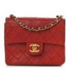 Lambskin Quilted Mini Square Flap Red