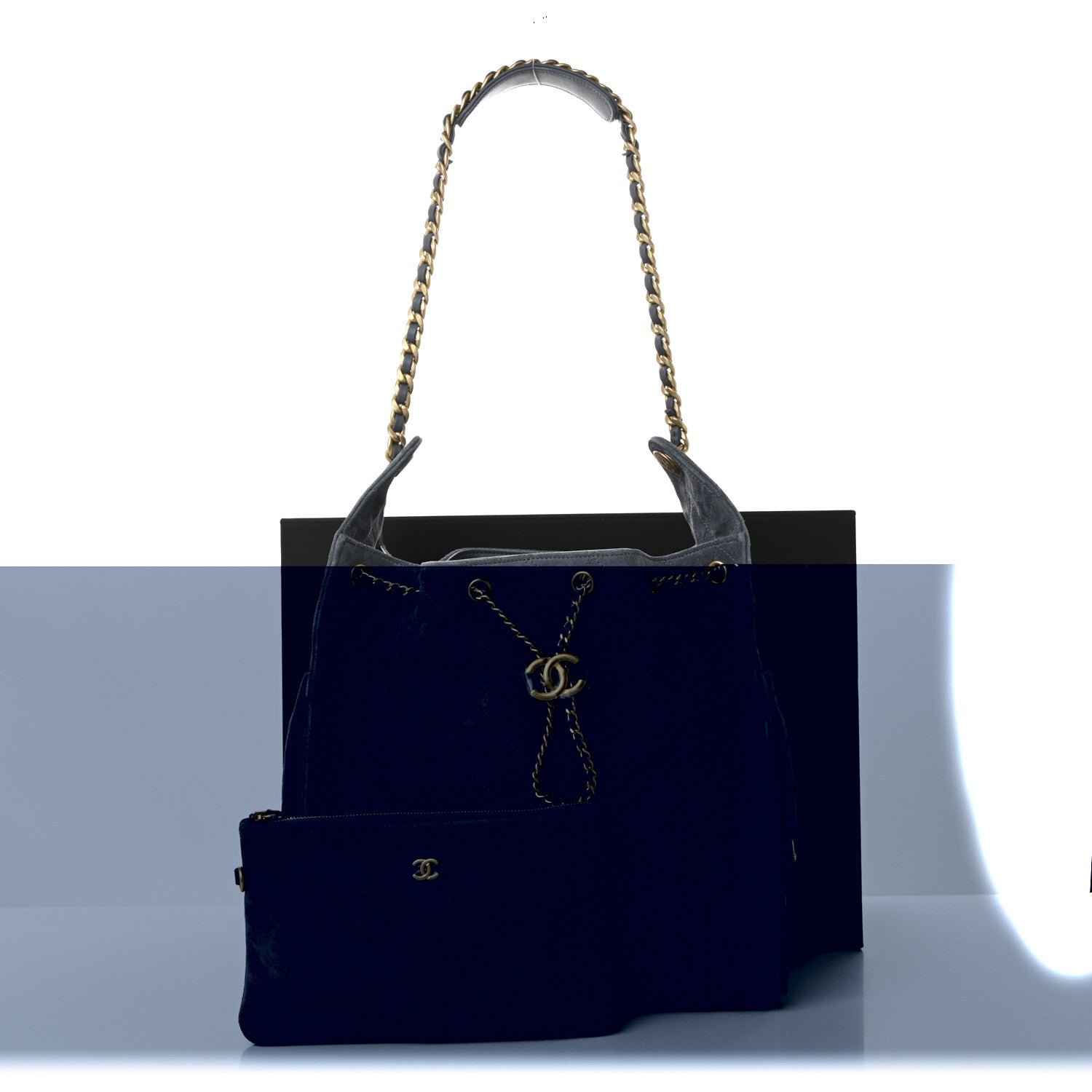 Suede Quilted Medium Chanel 25 Handbag Blue - Image 12