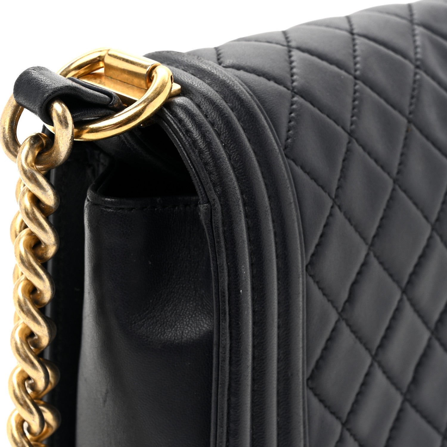 Lambskin Quilted Medium Boy Flap Dark Navy - Image 17