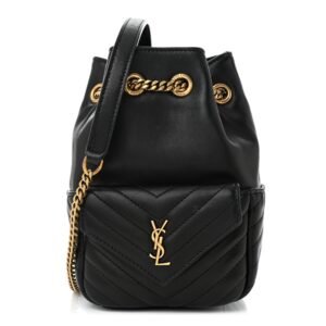 Lambskin Matelasse Monogram Joe Nano Bucket Bag Black