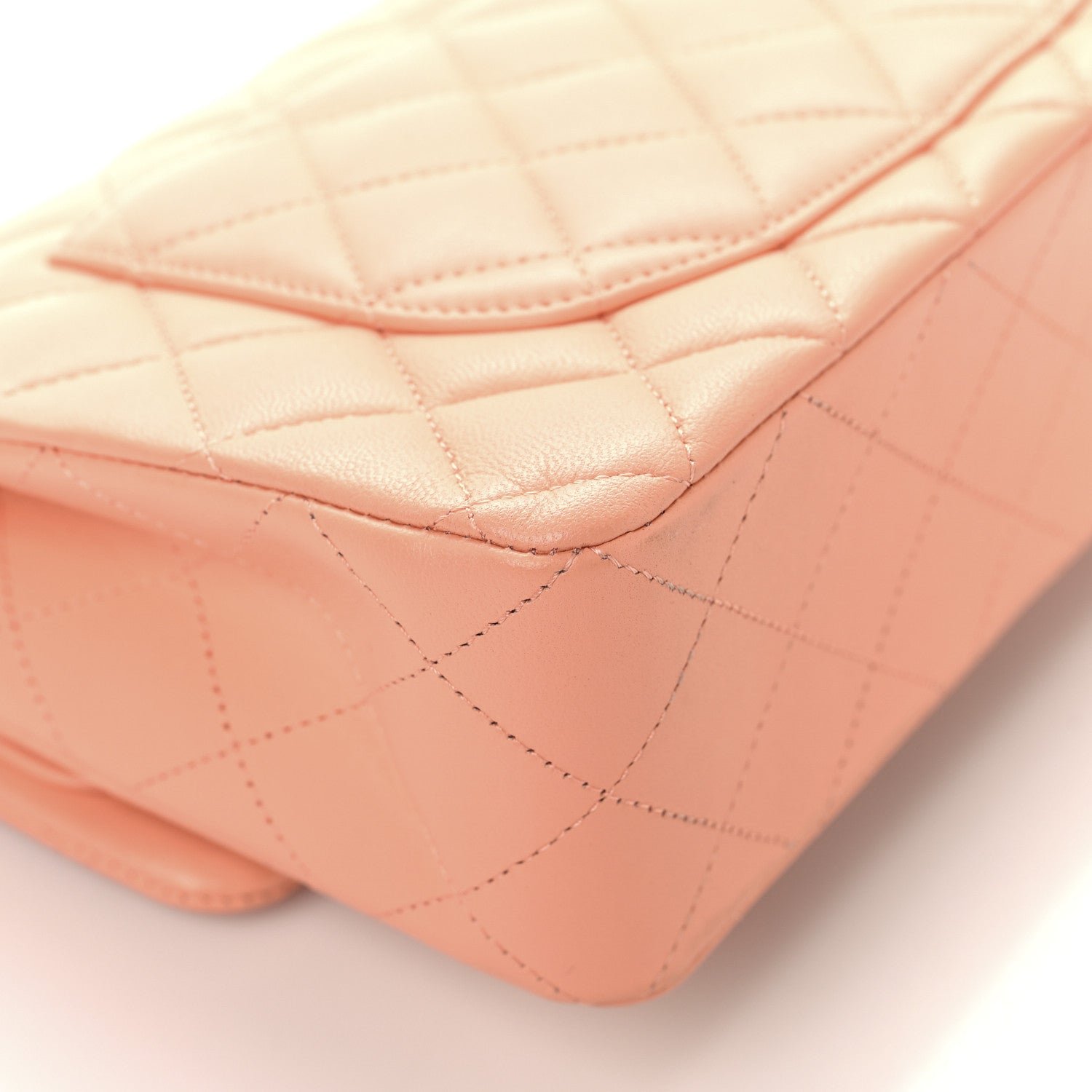 Lambskin Quilted Small Double Flap Light Orange - Image 11