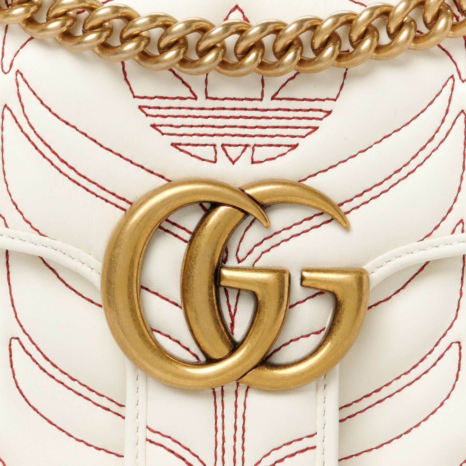 X Adidas Calfskin Matelasse Small GG Marmont Shoulder Bag Off White - Image 9