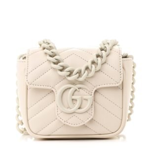Calfskin Matelasse Monochrome GG Marmont Chain Mini Belt Bag Mystic White