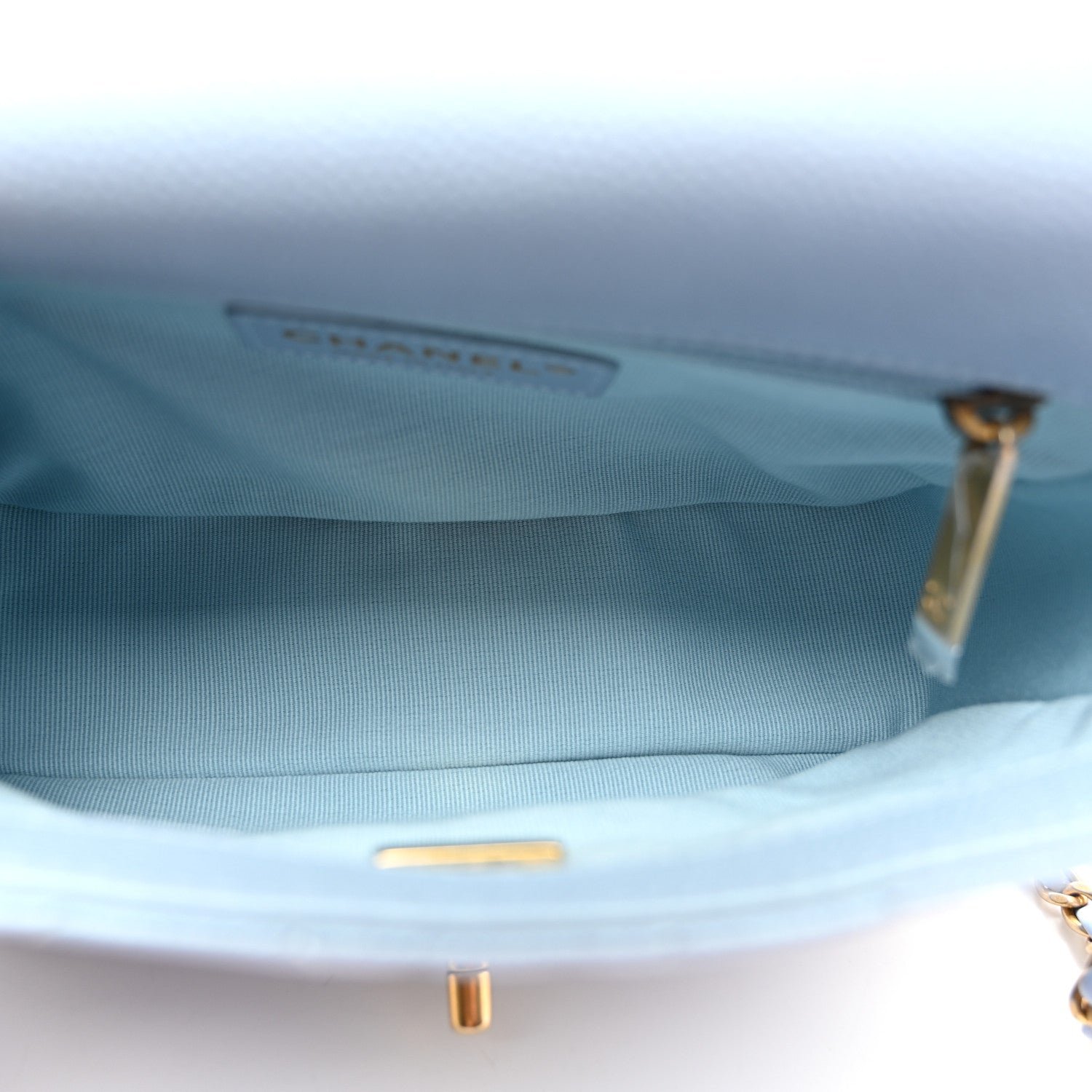 Iridescent Caviar Quilted Mini My Perfect Flap Light Blue - Image 4