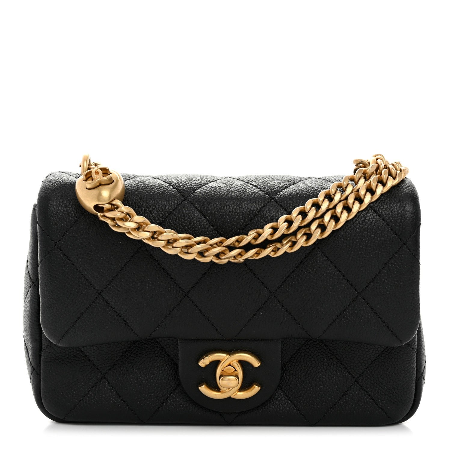 Caviar Quilted Mini Sweetheart Rectangular Flap Black