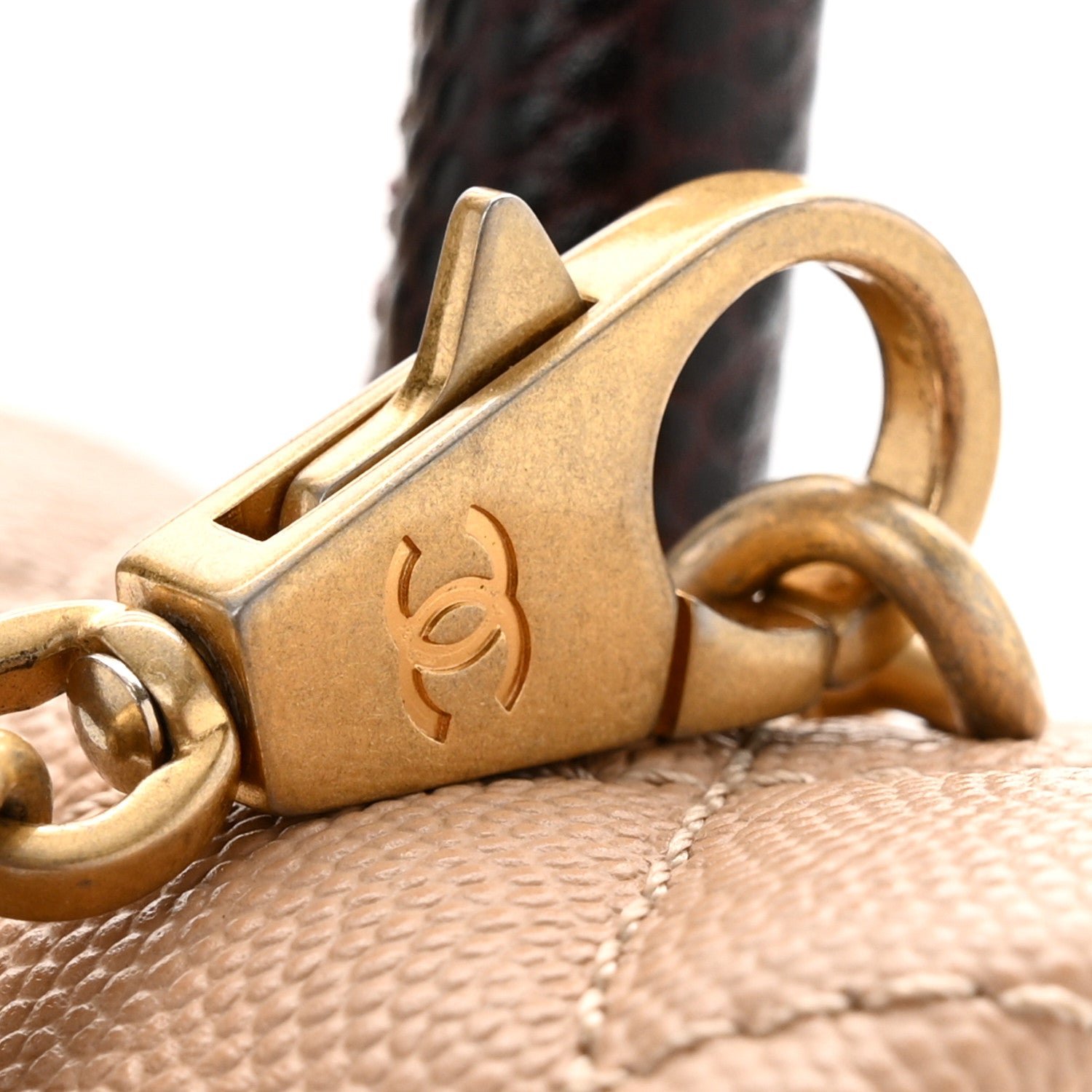 Caviar Lizard Embossed Quilted Small Coco Handle Flap Beige - Image 12