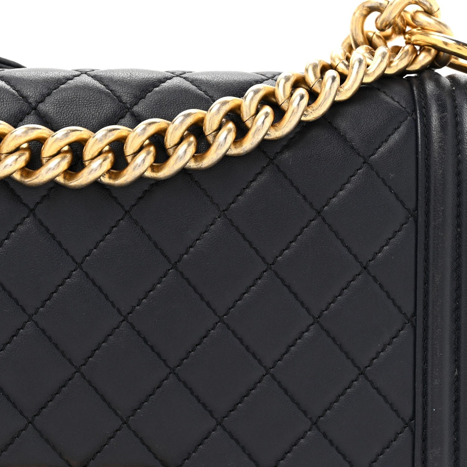 Lambskin Quilted Medium Boy Flap Dark Navy - Image 8