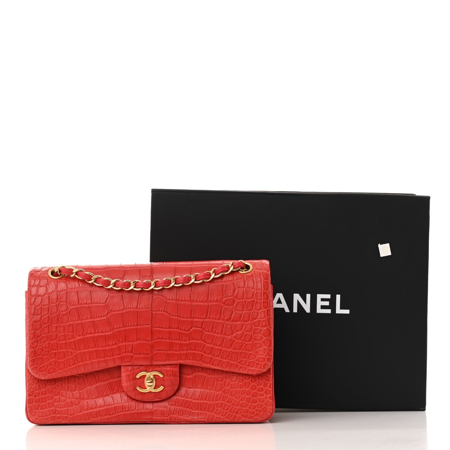 Matte Alligator Jumbo Double Flap Red - Image 14