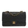 Lambskin Quilted Medium Double Flap Black