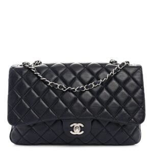 Lambskin Quilted Jumbo Chanel 3 Flap Navy
