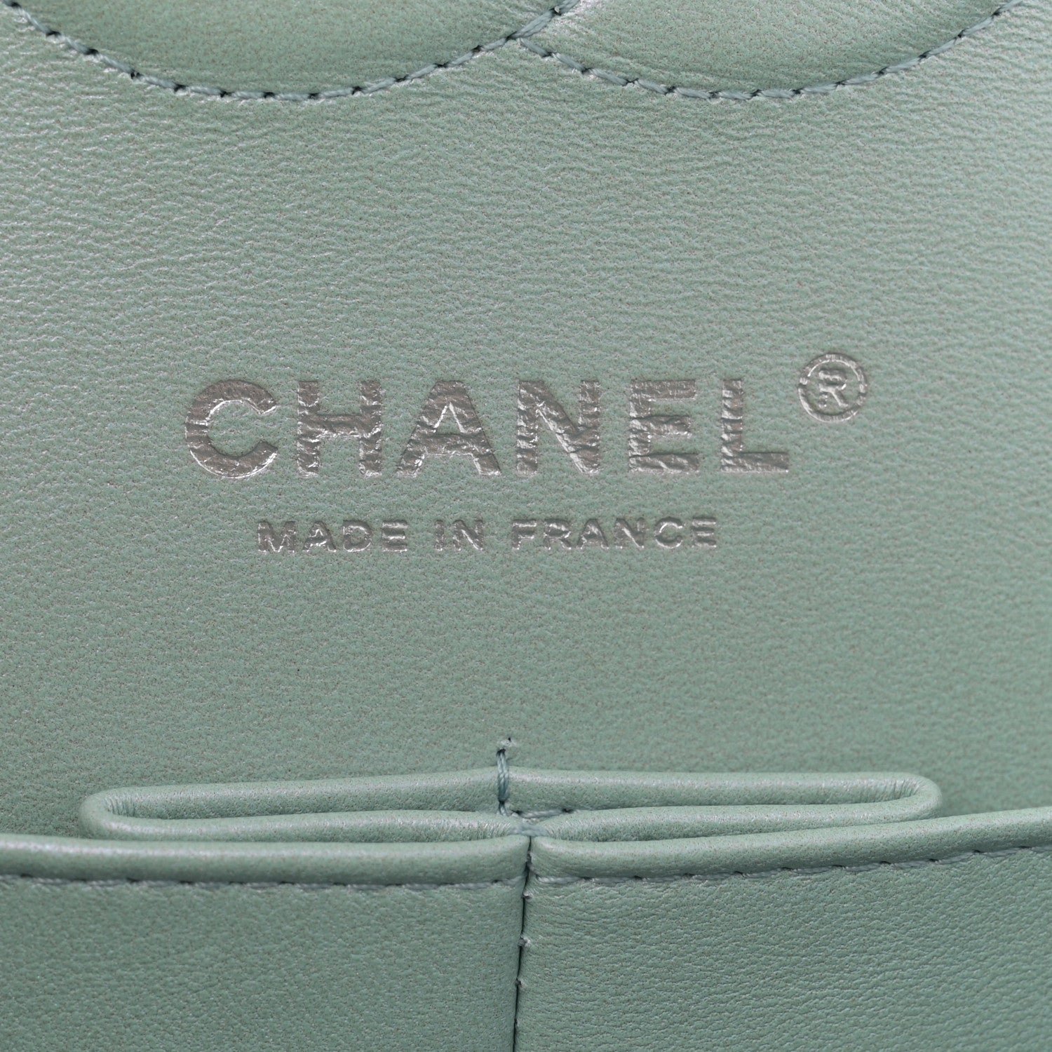 Iridescent Calfskin Quilted Medium Double Flap Light Blue - Image 6