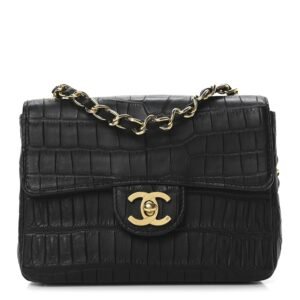 Matte Alligator Mini Square Flap Black