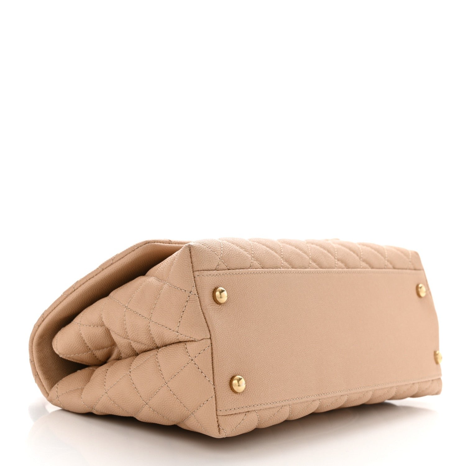 Caviar Lizard Embossed Quilted Small Coco Handle Flap Beige - Image 4