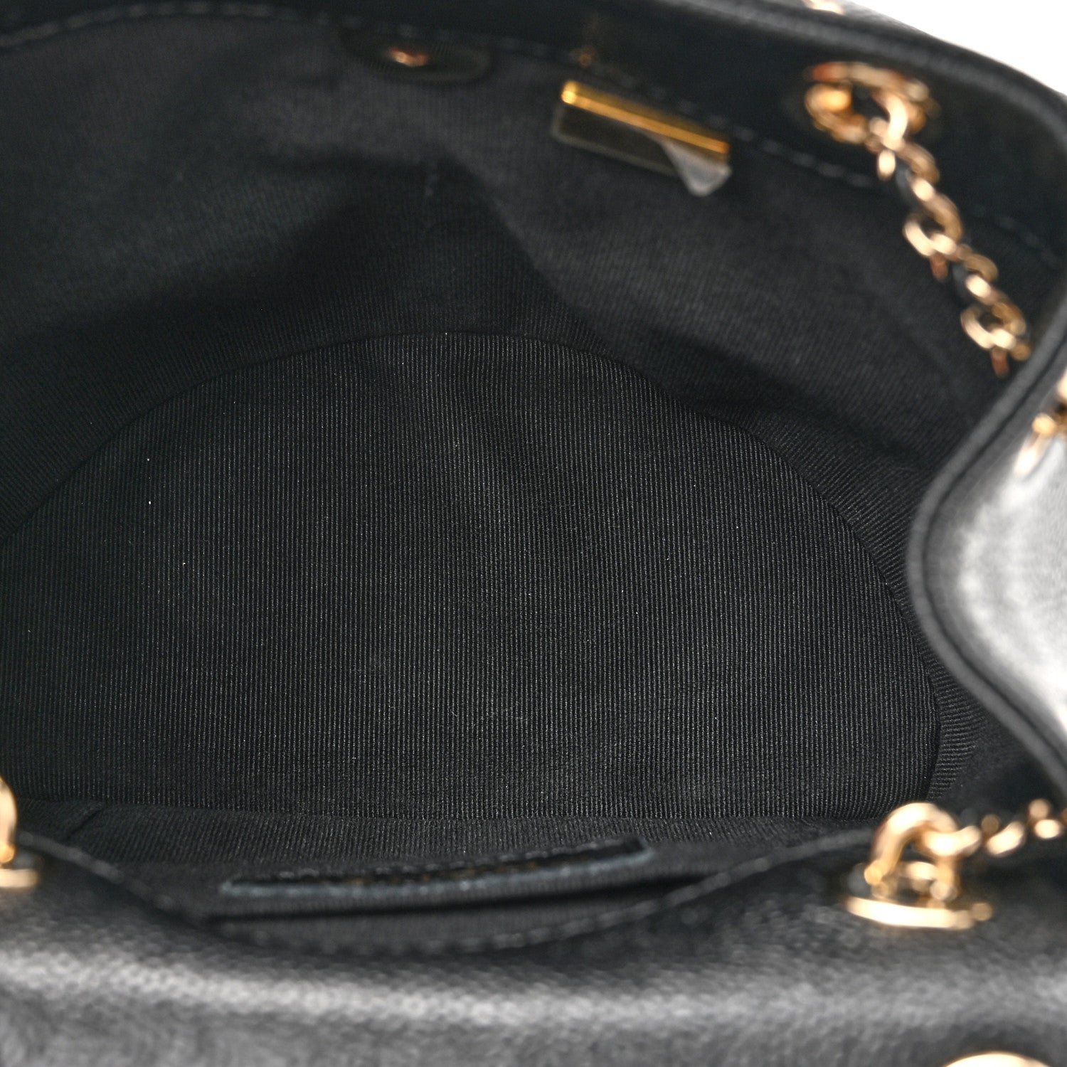 Shiny Caviar Quilted Small Duma Pockets Drawstring Backpack Black - Image 5