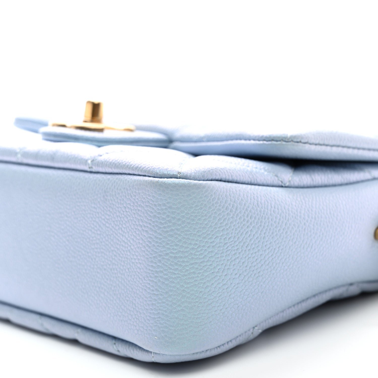 Iridescent Caviar Quilted Mini My Perfect Flap Light Blue - Image 9