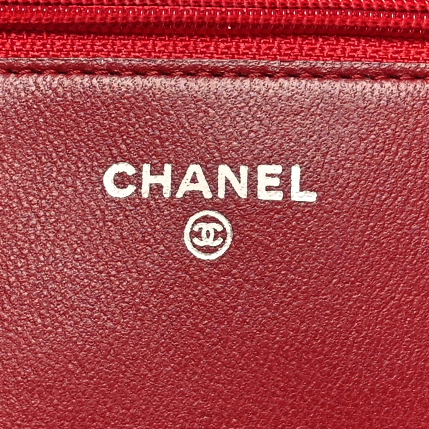 Lambskin Quilted Wallet On Chain WOC Red - Image 6