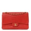 Matte Alligator Jumbo Double Flap Red