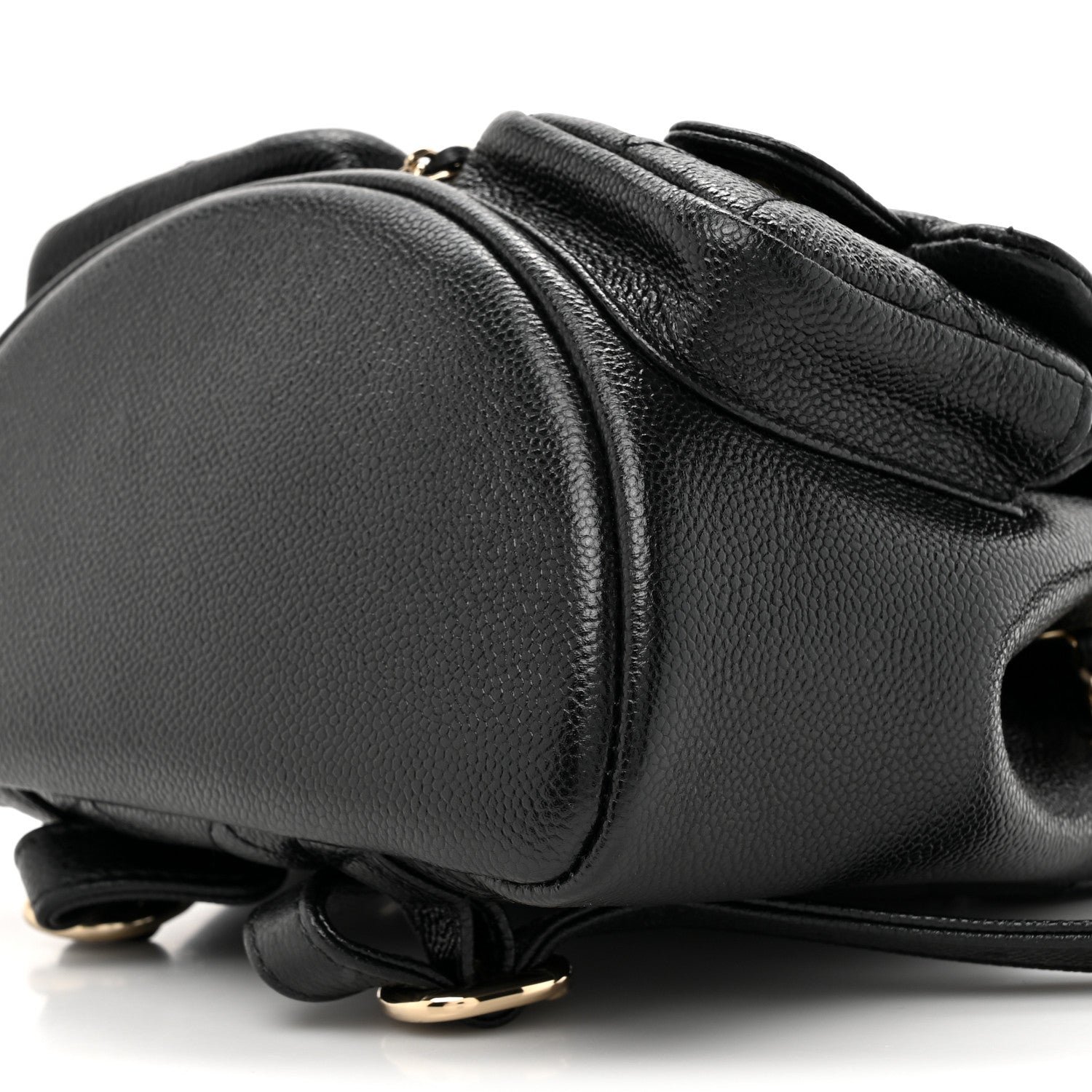 Shiny Caviar Quilted Small Duma Pockets Drawstring Backpack Black - Image 9